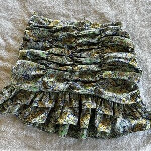Zara Green Pattern Ruffle Skirt-Small